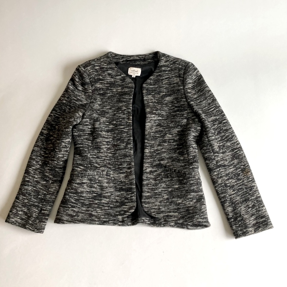 Wilfred Black Grey 40% Wool 40% Acrylic Open Front Blazer size 4
